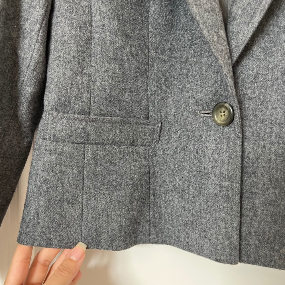 80s Pendleton Petite Women's Gray Wool Blazer Jacket Size 4 Made in USA - Picture 4 of 6